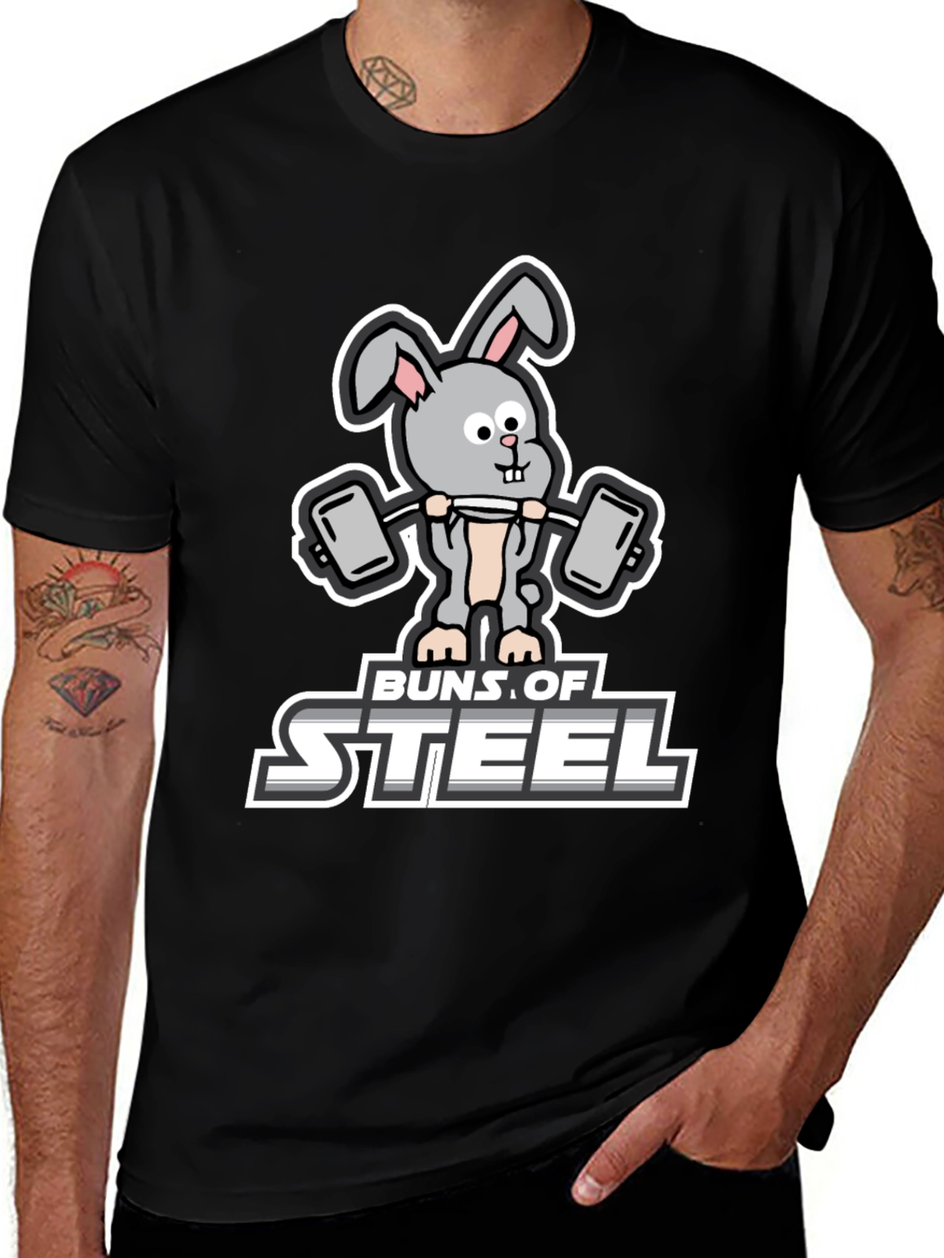 Variant 19 of Buns of Steel T-Shirt: Funny Workout Rabbit Tee