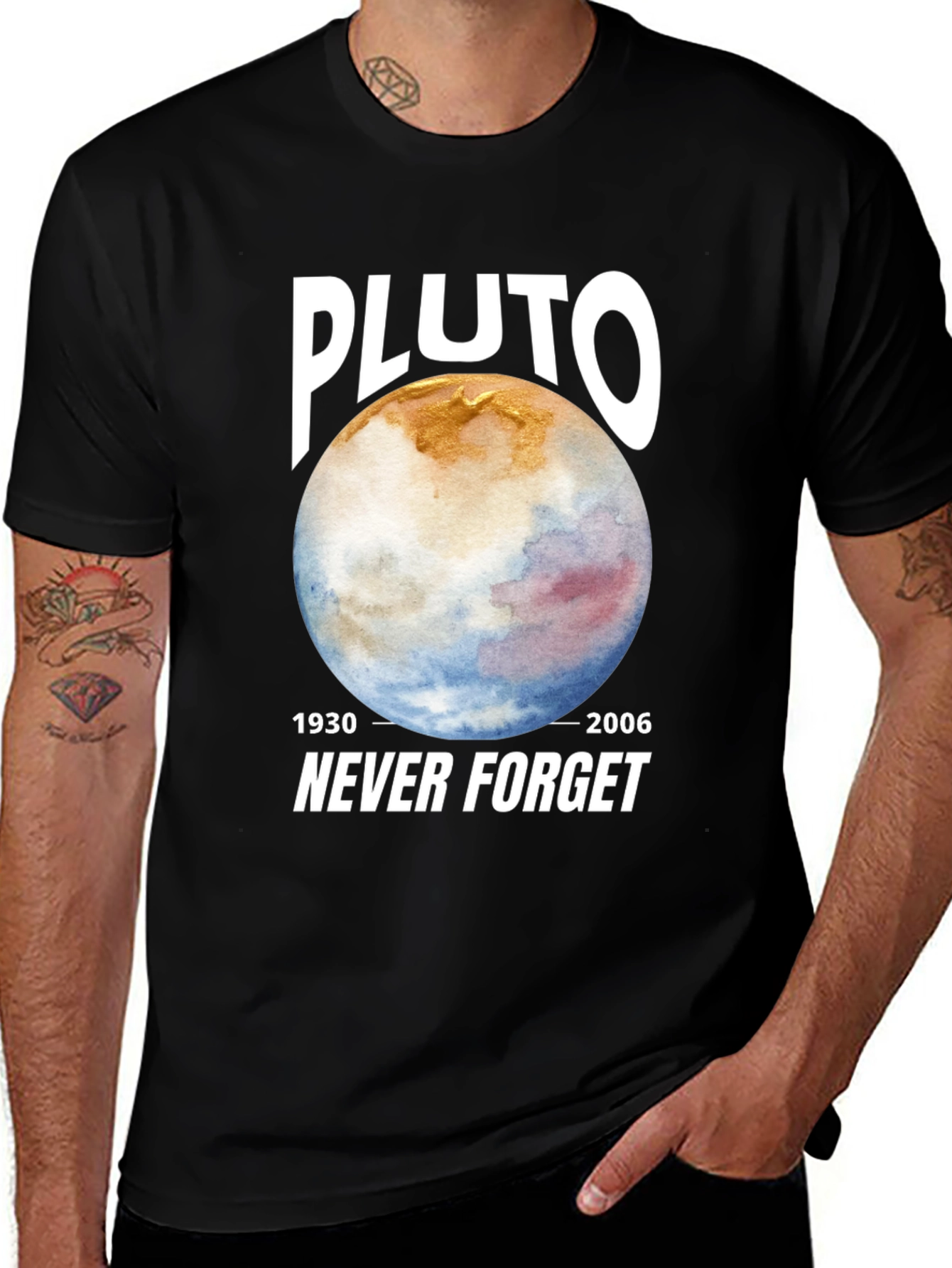 Variant 16 of Pluto Never Forget Black Graphic Tee