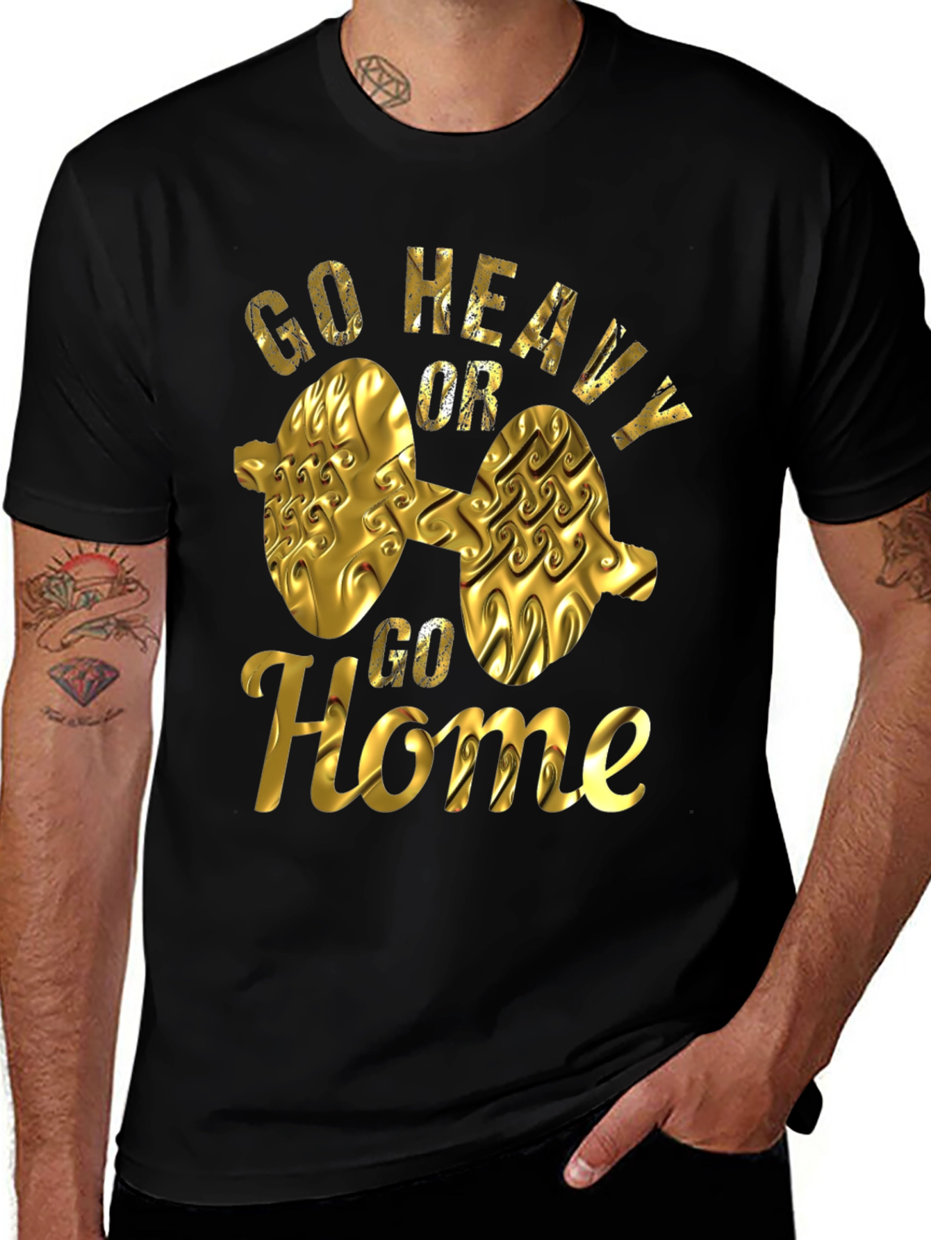 Variant 13 of Go Heavy Or Go Home Black T-Shirt