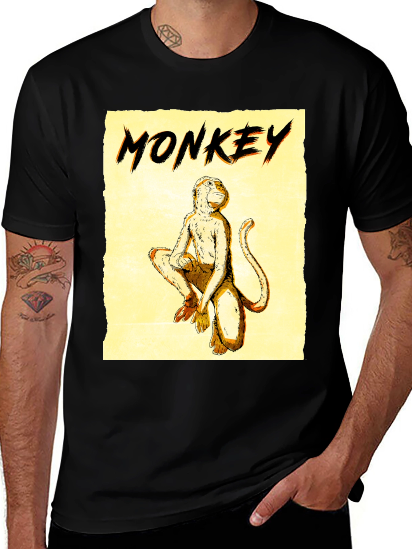 Variant 21 of Monkey Graphic Tee - Men's Black T-Shirt