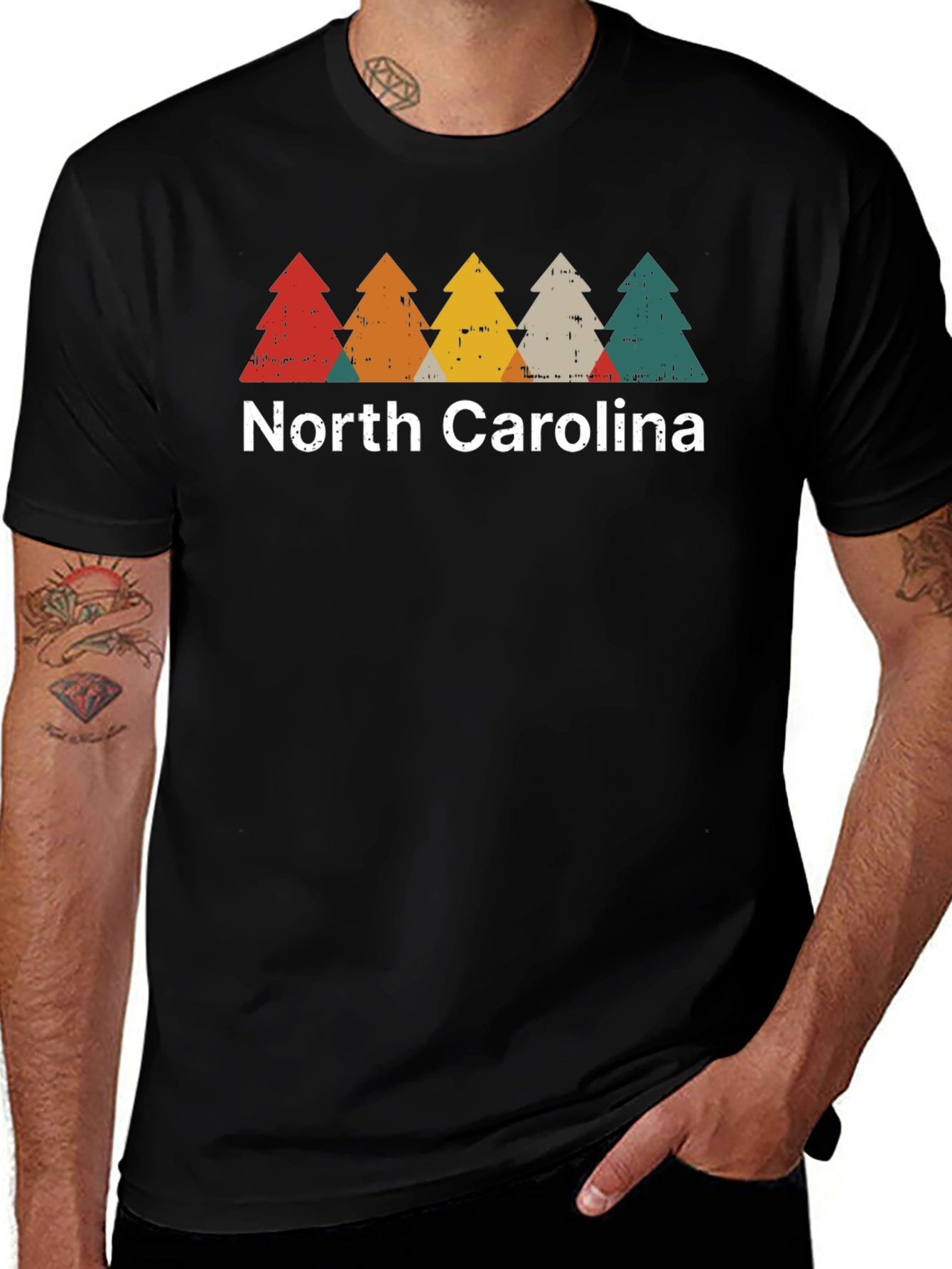 North Carolina Retro Trees Graphic T-Shirt