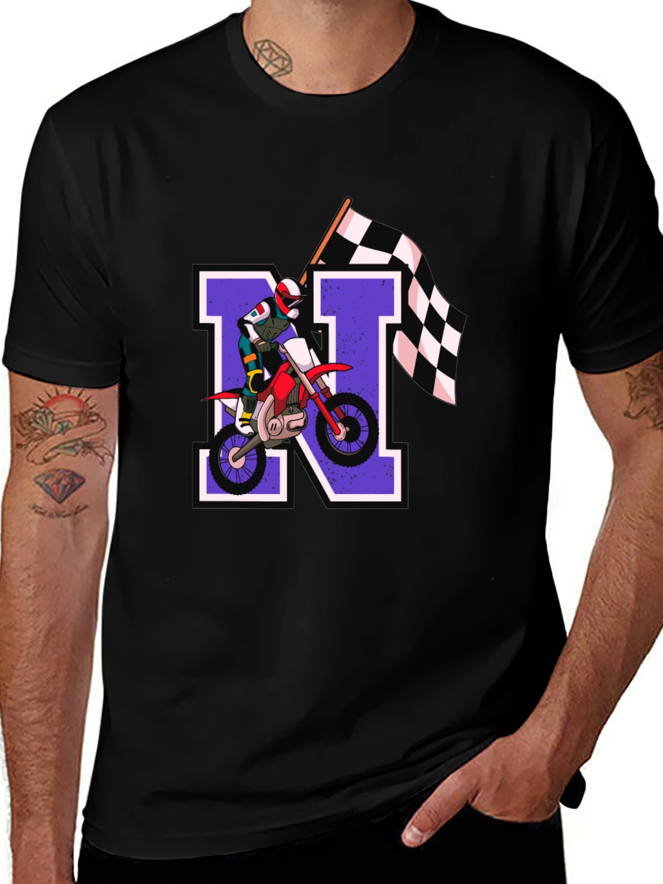 Variant 25 of Motocross Rider N Letter Graphic T-Shirt