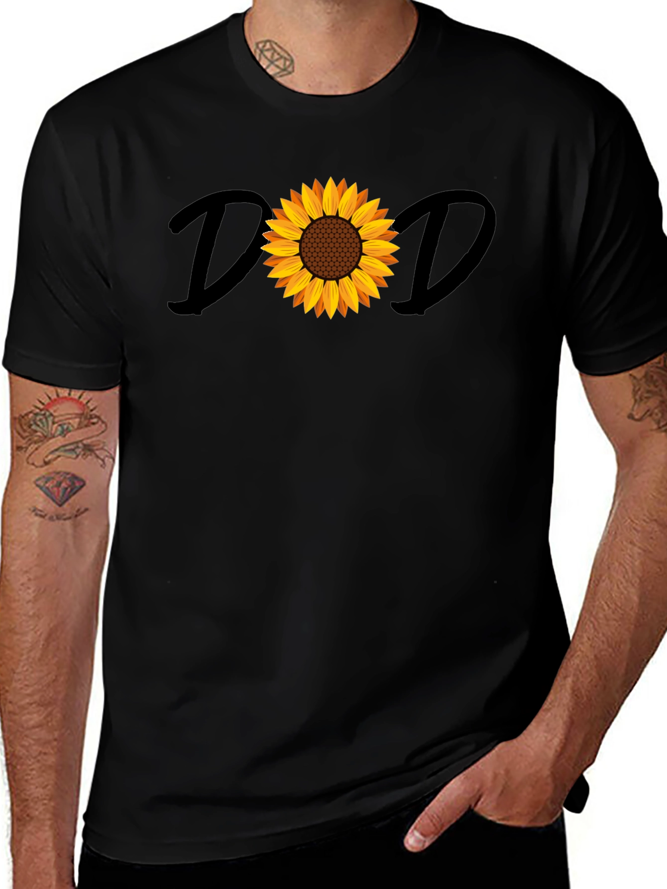 Sunflower Dad Graphic Black Tee Shirt