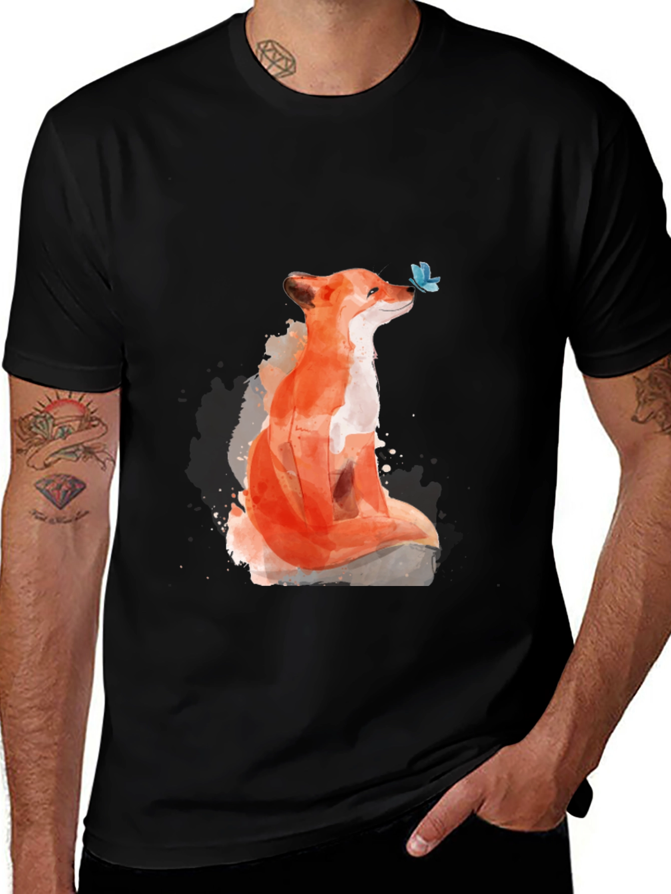 Variant 2 of Fox and Butterfly Graphic Tee - Unisex Casual T-Shirt