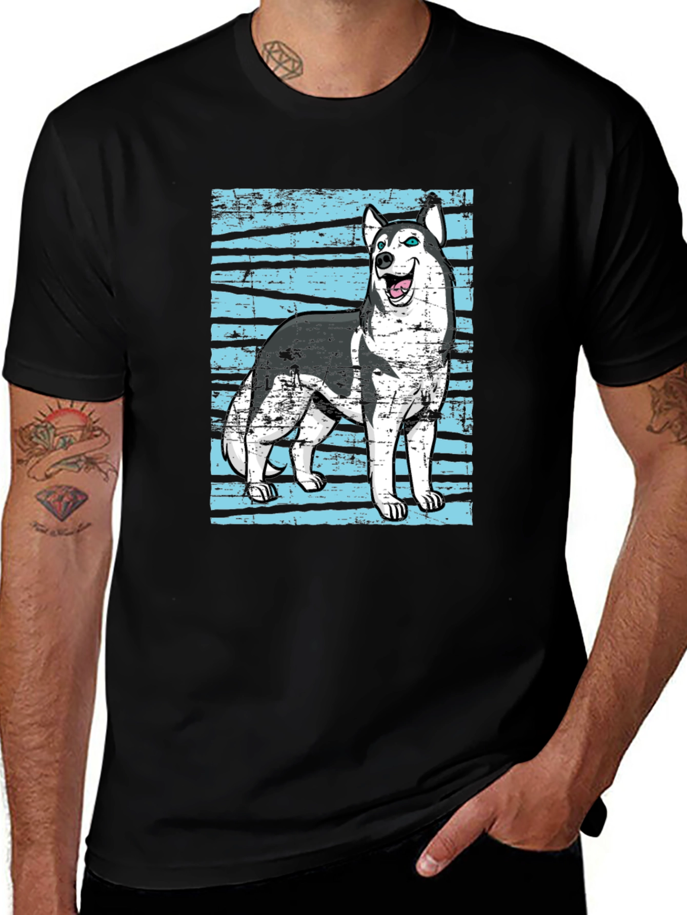 Variant 29 of Husky Dog Graphic Print Black T-Shirt