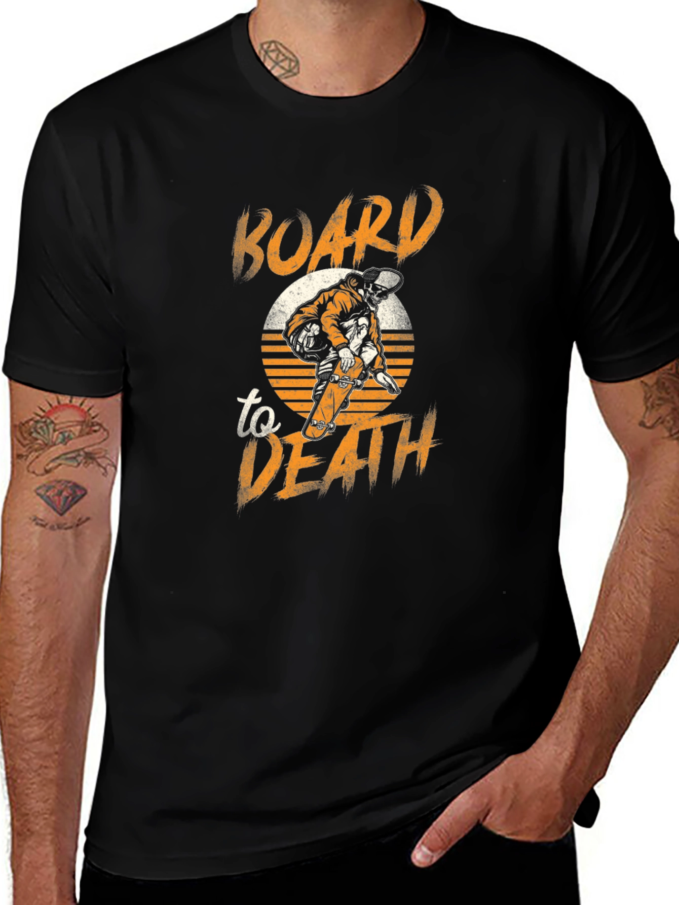 Variant 21 of Board To Death Graphic Tee - Skateboarding Skull T-Shirt