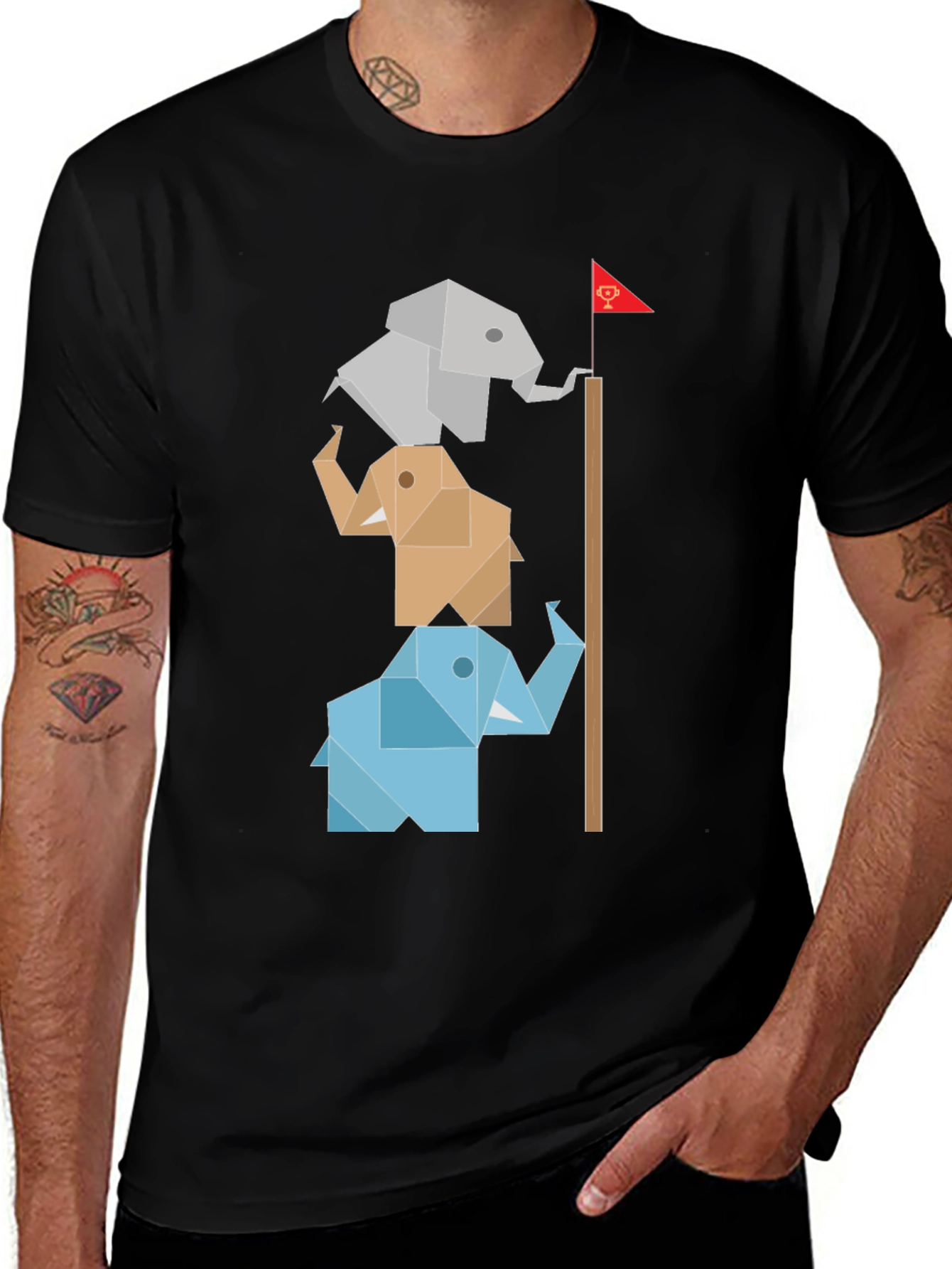 Variant 7 of Origami Elephant Totem Tee - Unique Graphic Design