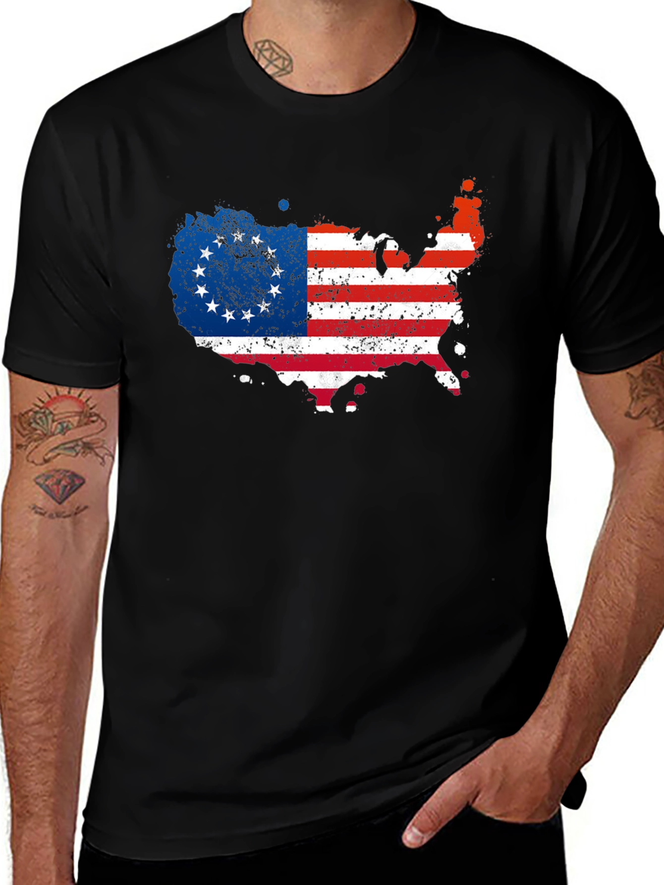 USA Flag Map Graphic T-Shirt