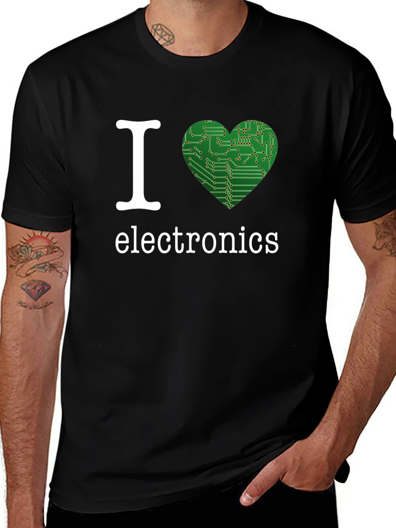 Variant 8 of I Love Electronics T-Shirt - Circuit Board Heart Design