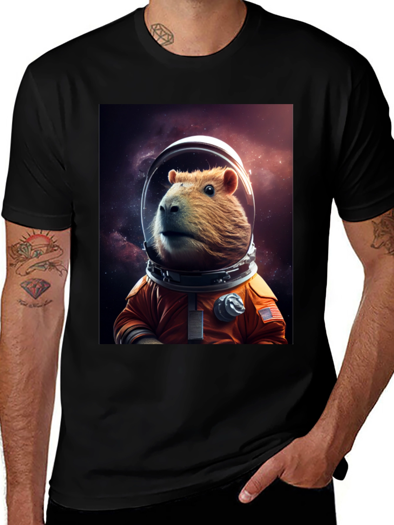 Variant 29 of Capybara Astronaut T-Shirt - Space Rodent Tee