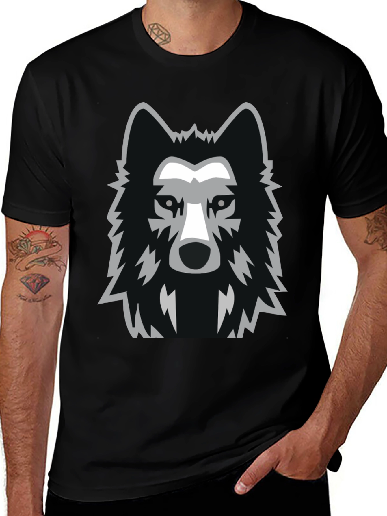 Variant 17 of Cool Wolf Graphic Tee - Black Cotton T-Shirt