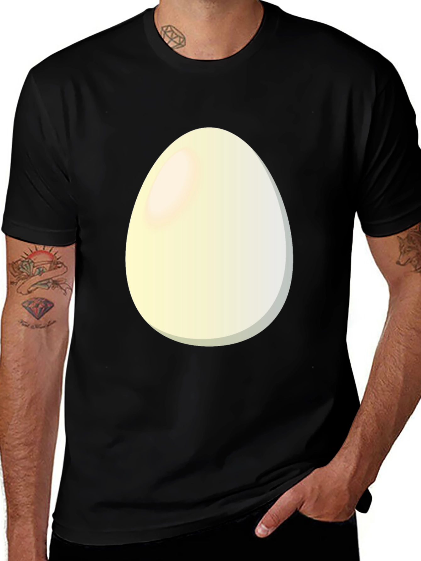 Variant 5 of Egg Graphic T-Shirt - Black Casual Tee