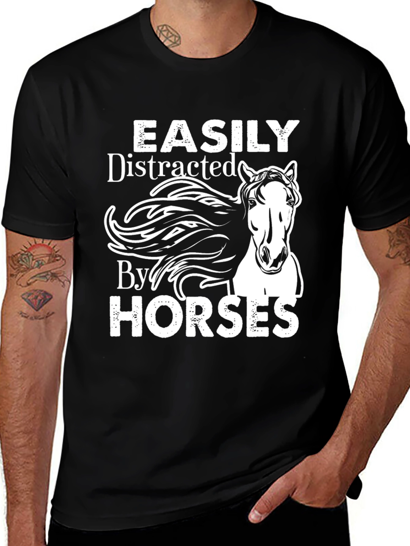 Variant 9 of Easily Distracted By Horses Graphic Tee