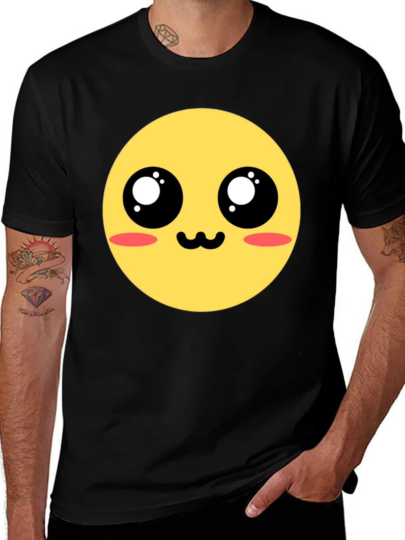 Variant 19 of Kawaii Emoji Graphic Tee - Black