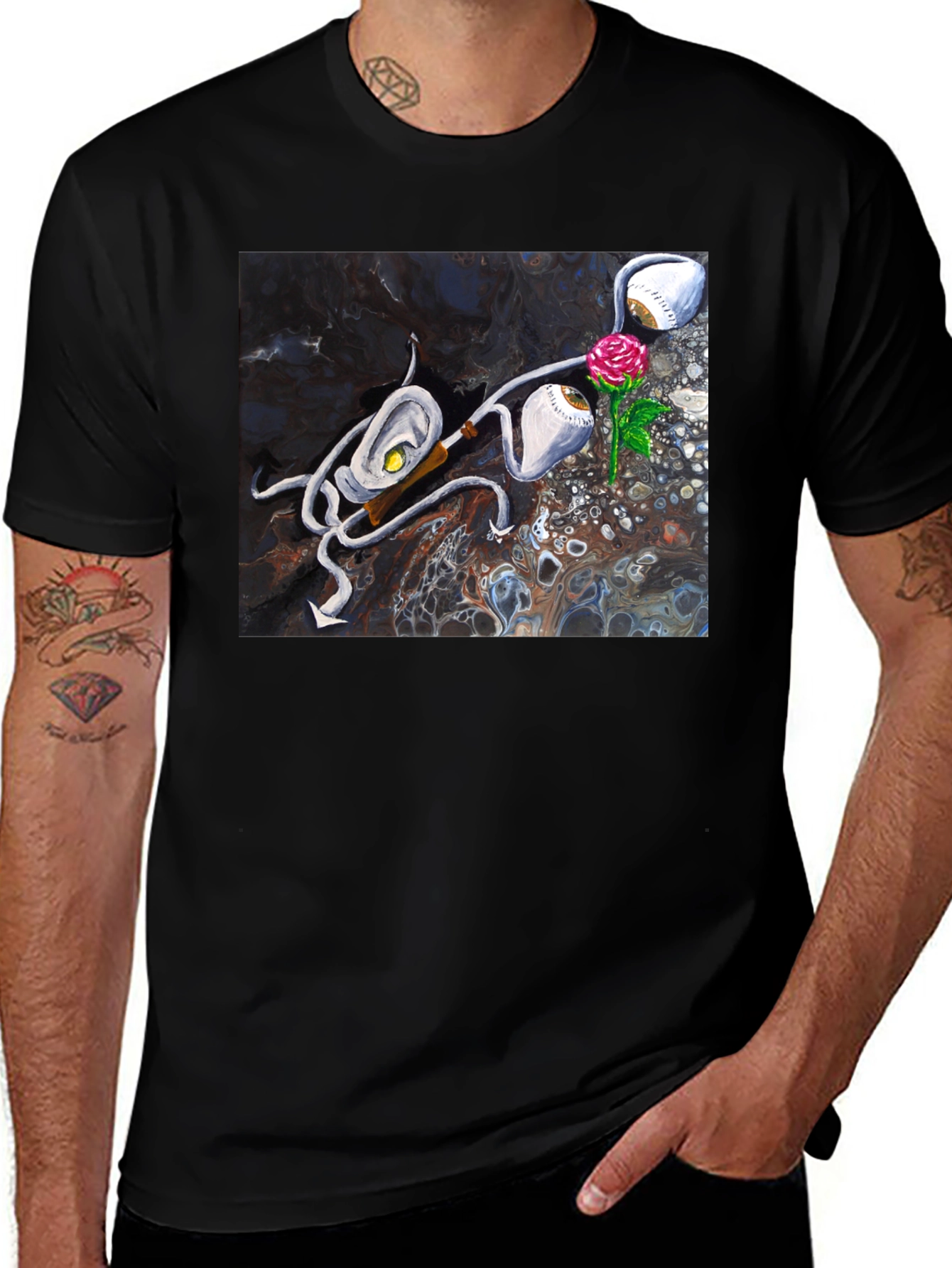 Variant 21 of Abstract Rose & Eye T-Shirt - Unique Graphic Tee