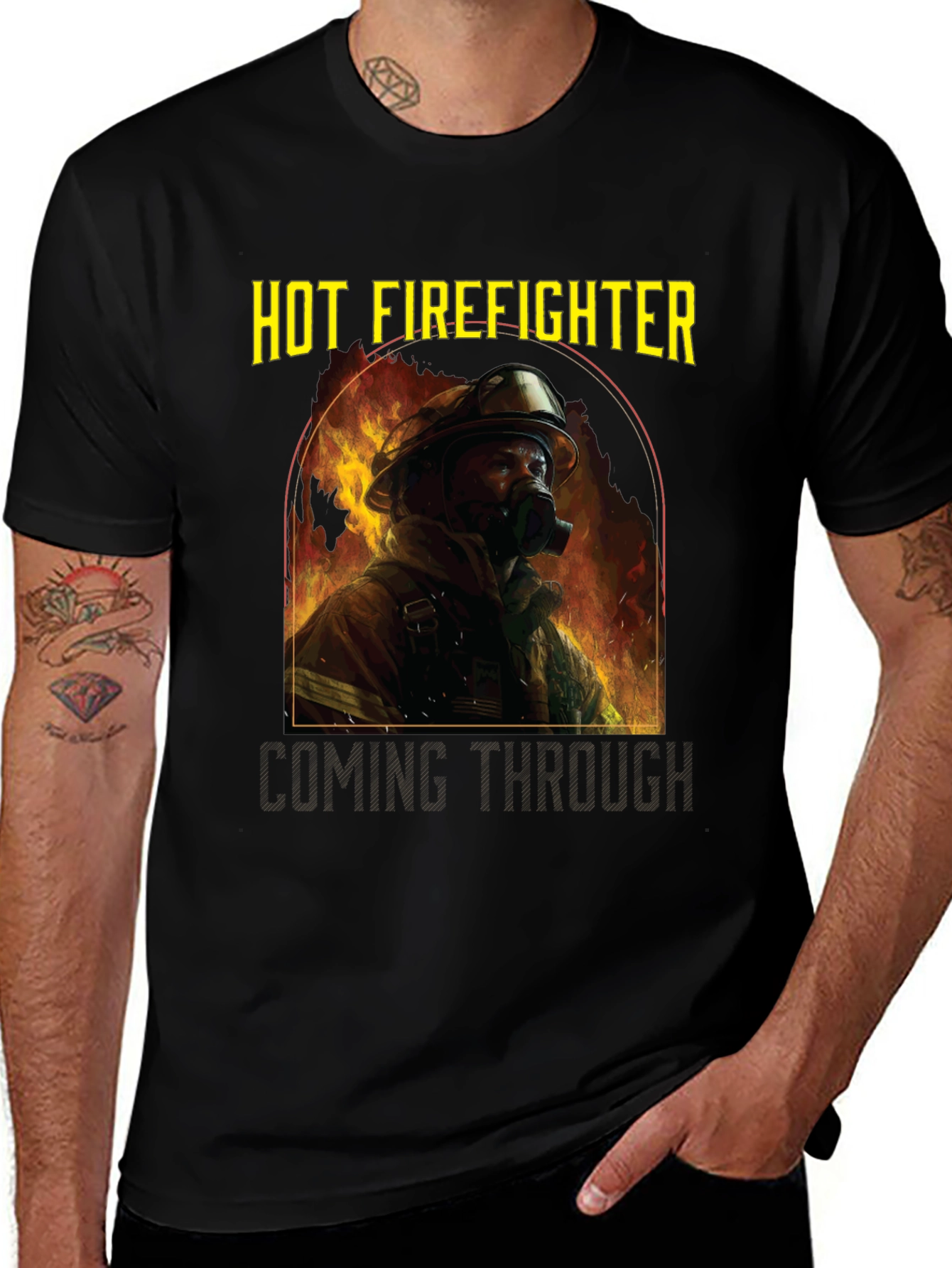 Variant 28 of Hot Firefighter Graphic Tee - Coming Through!