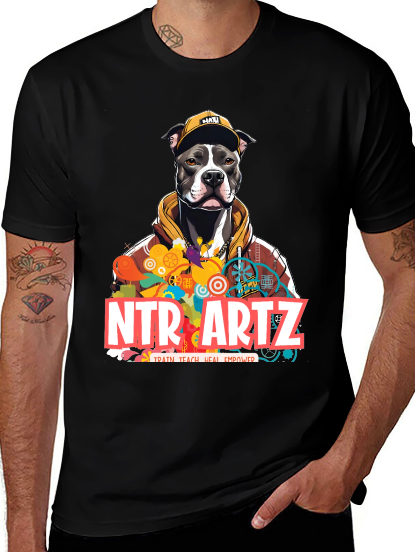 Variant 21 of NTR Artz Dog Graphic Black T-Shirt
