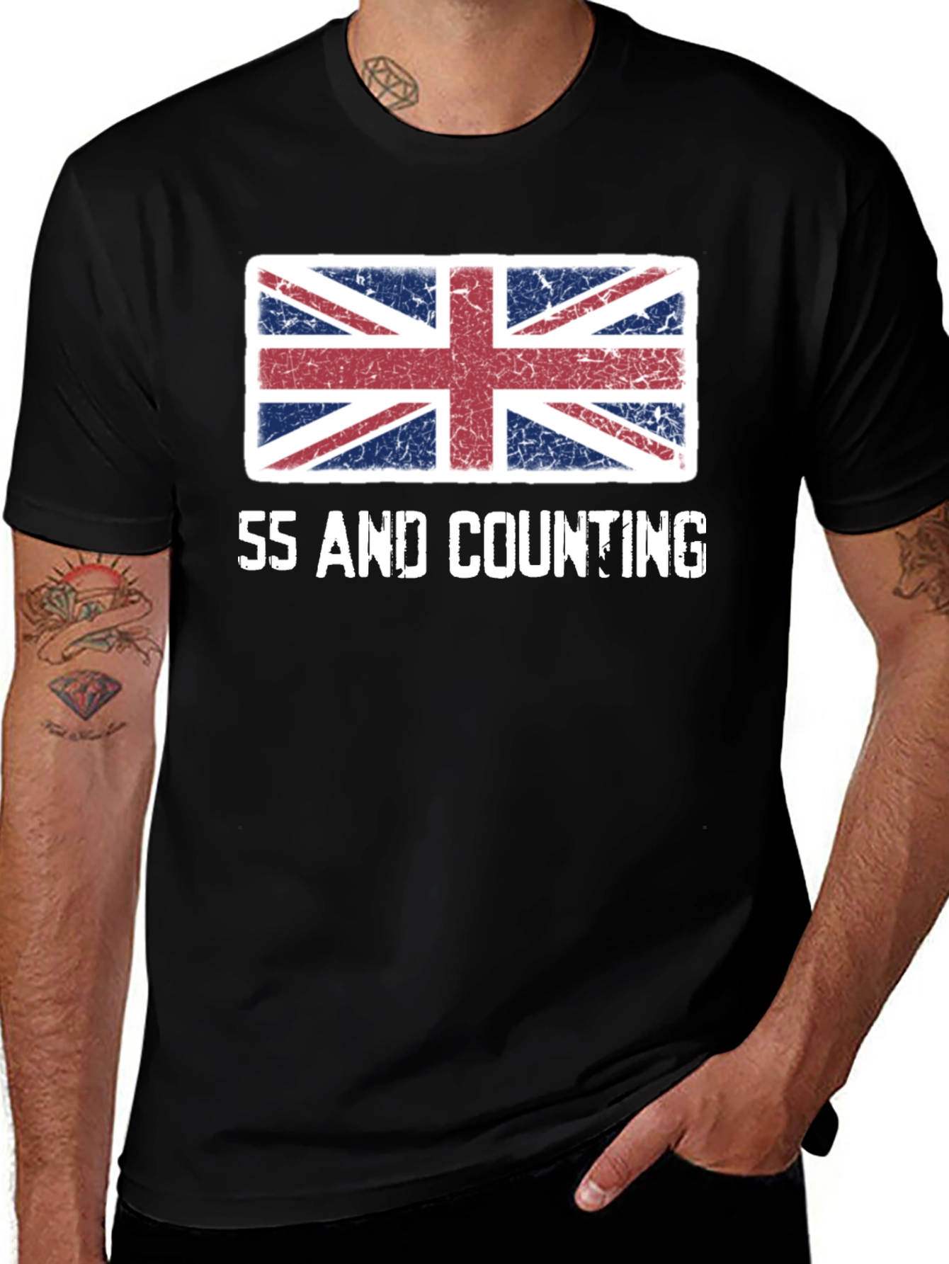 Variant 5 of Union Jack Flag 55 and Counting Graphic T-Shirt