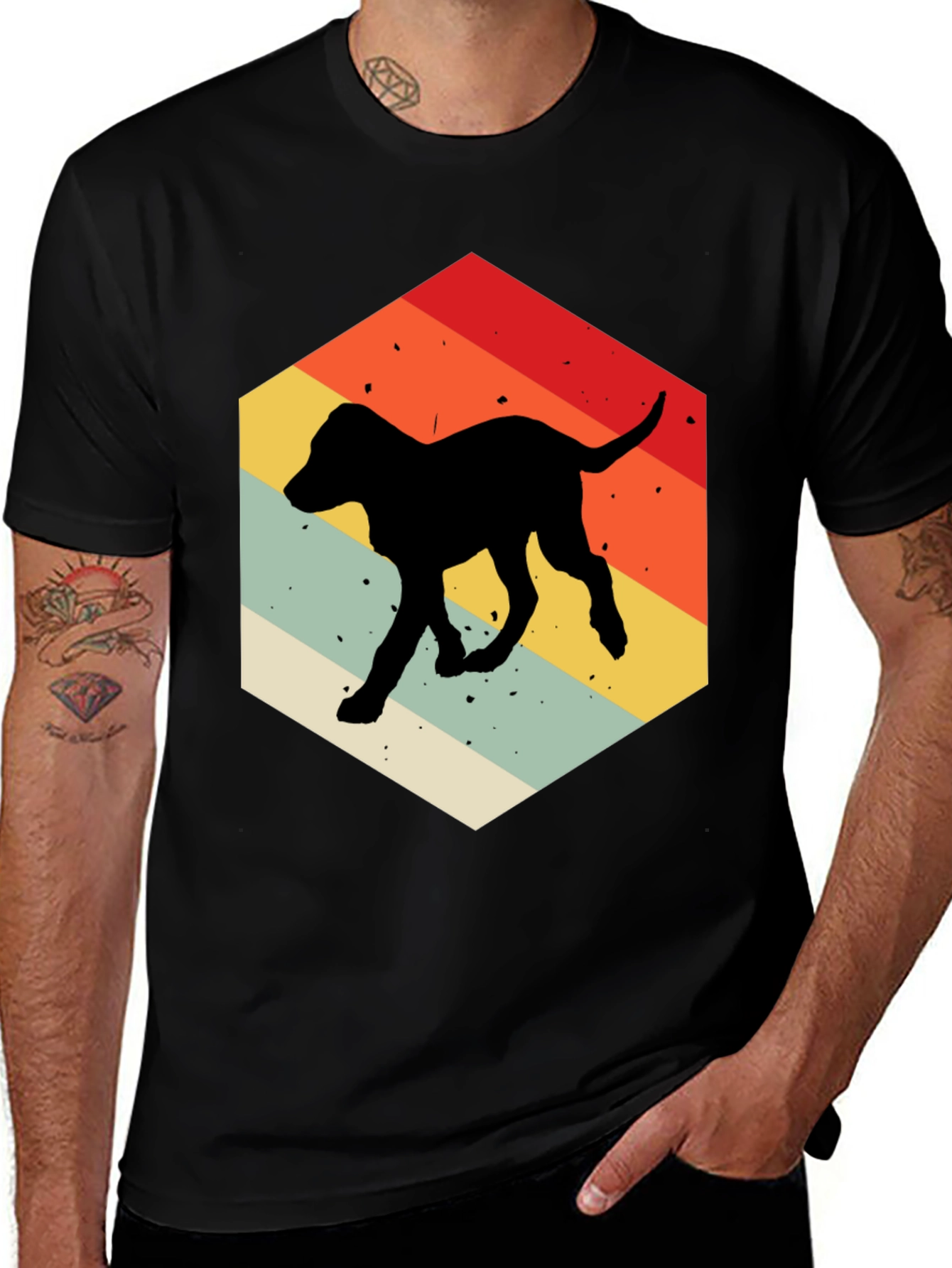 Variant 2 of Retro Dog Silhouette Hexagon T-Shirt