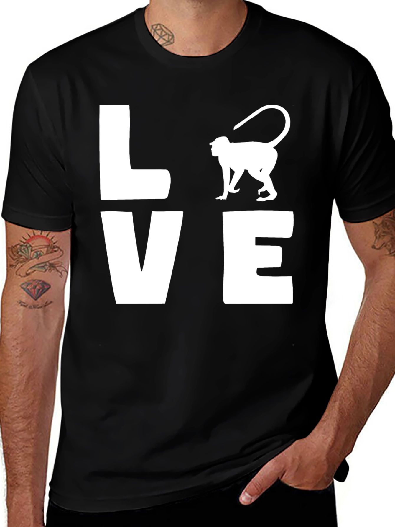 Variant 10 of Love Monkey Graphic Tee - Men's Black T-Shirt
