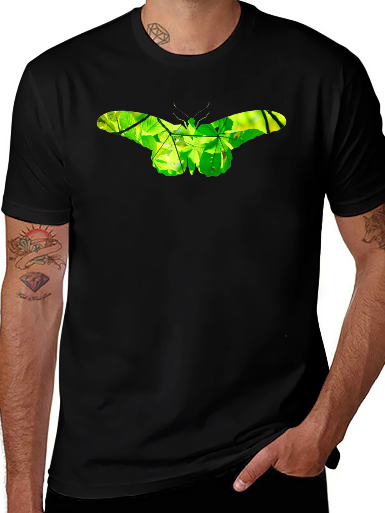 Variant 18 of Nature Butterfly Graphic Black T-Shirt