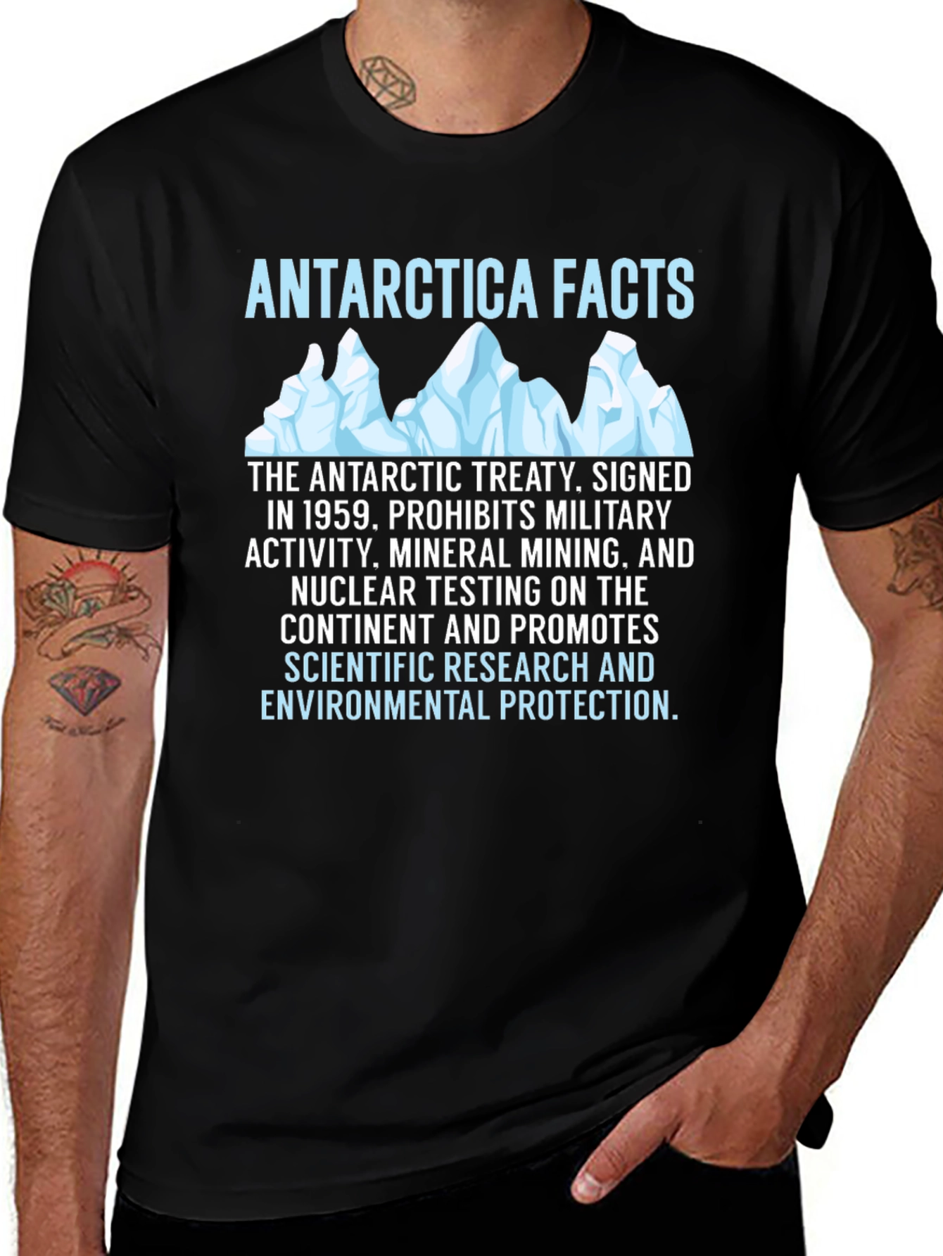 Antarctica Facts Graphic Tee - Environmental Protection T-Shirt