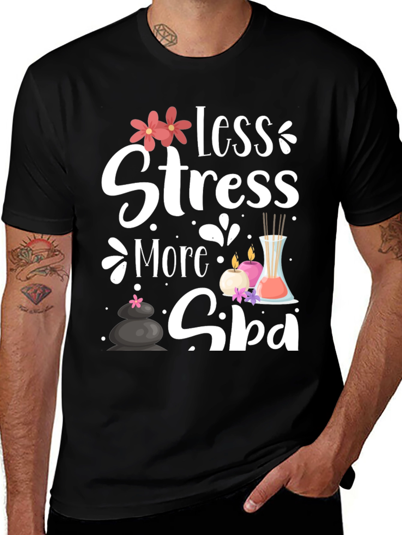 Variant 24 of Relaxation Spa T-Shirt: Less Stress, More Spa!
