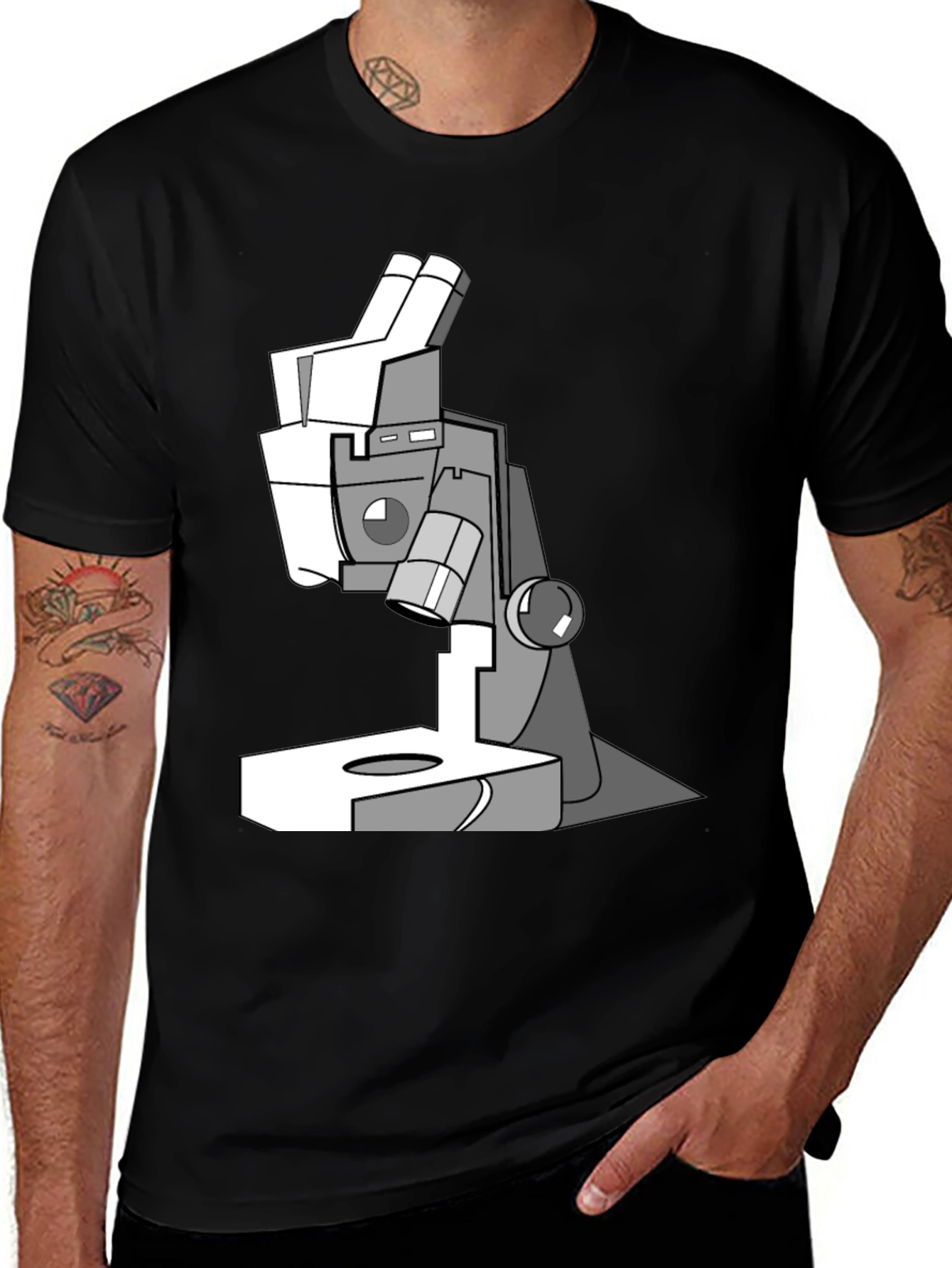 Black Science Microscope Graphic T-Shirt - Black main image