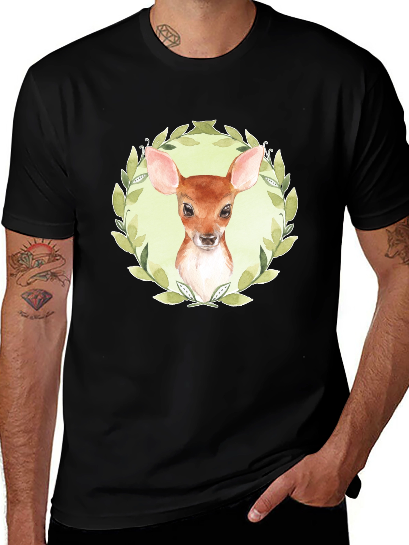Variant 11 of Deer Portrait Black T-Shirt