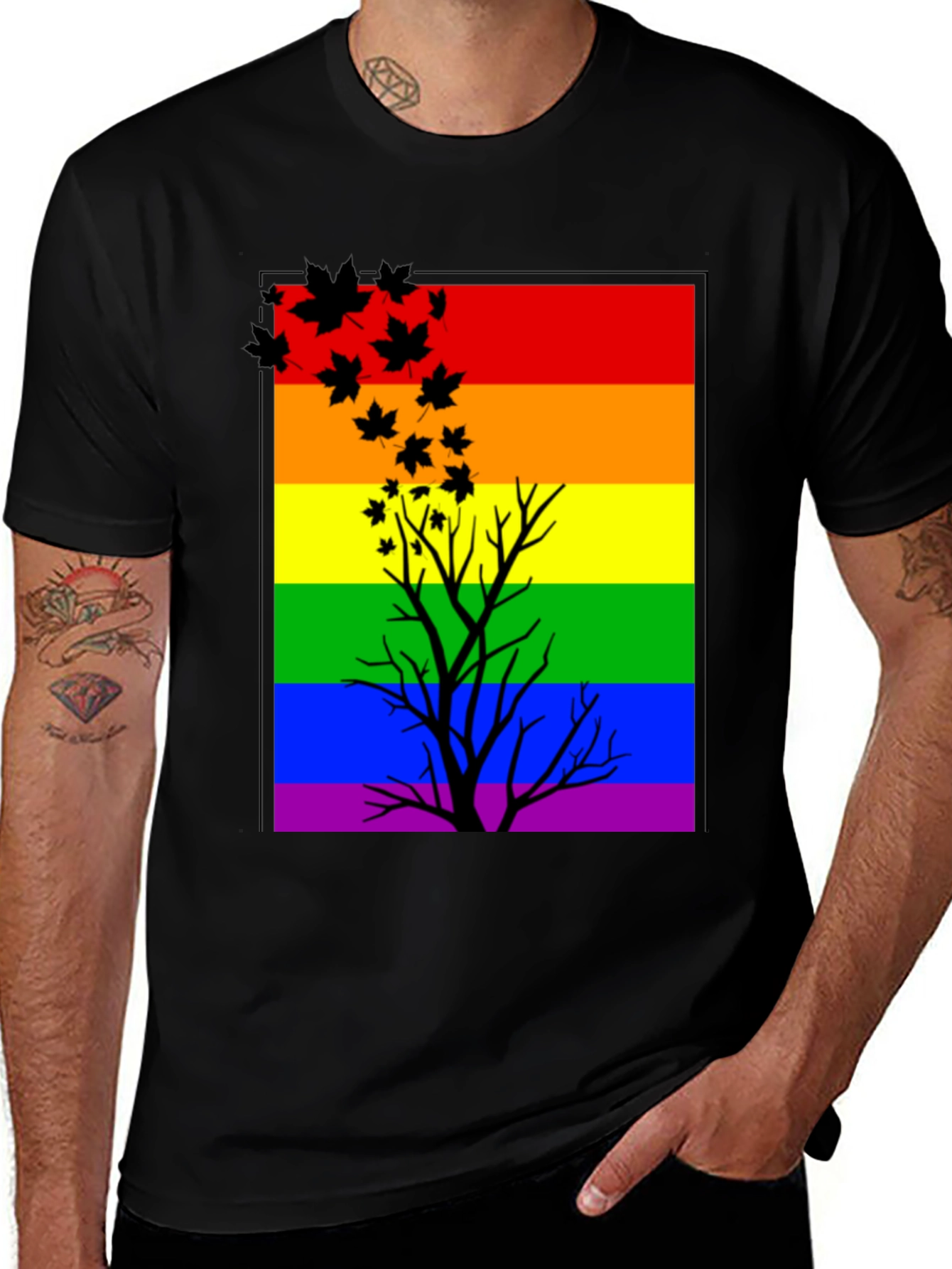 Pride Rainbow Tree T-Shirt - Unisex Black Tee