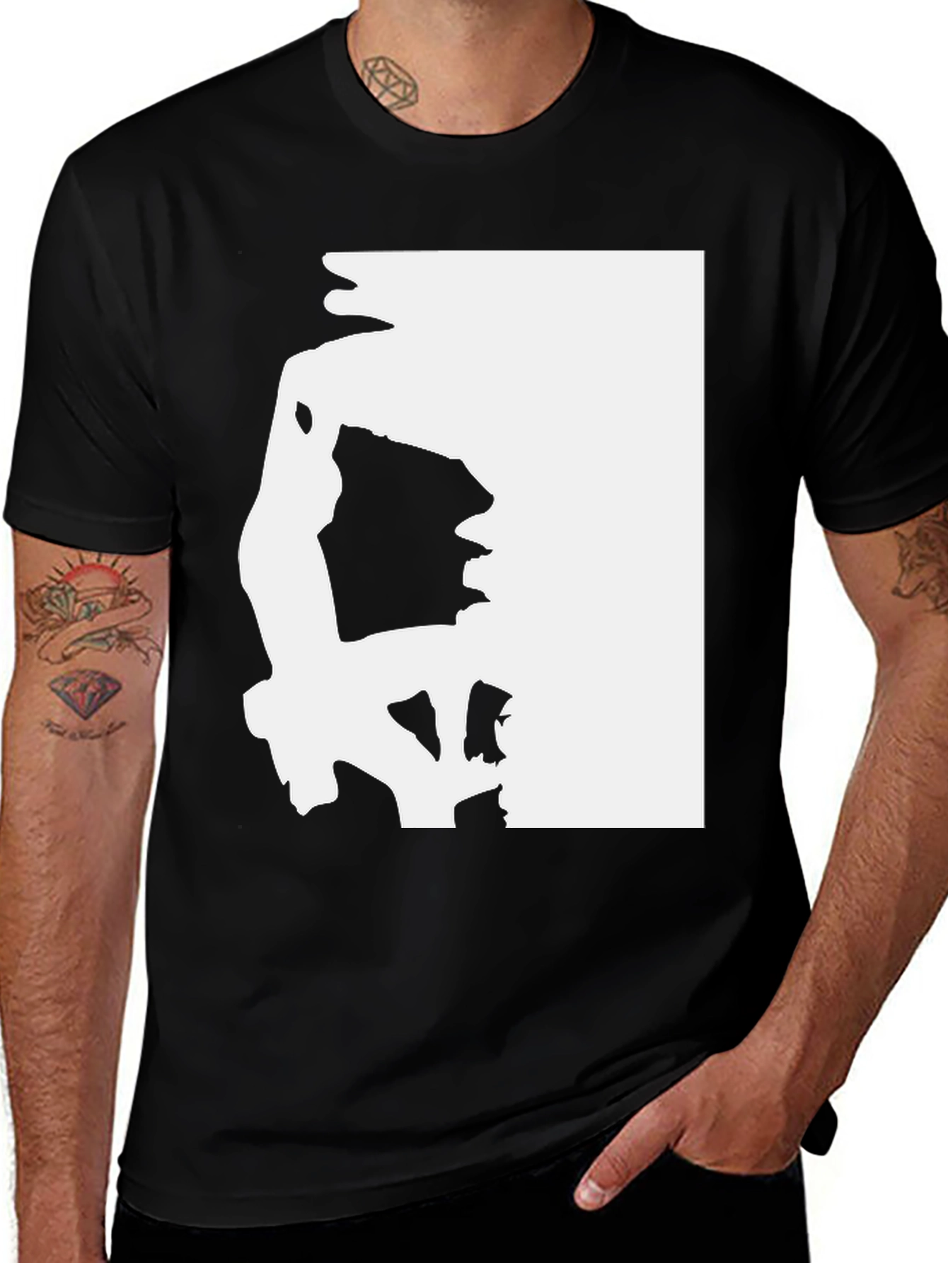 Variant 9 of Abstract Silhouette Graphic Tee - Black