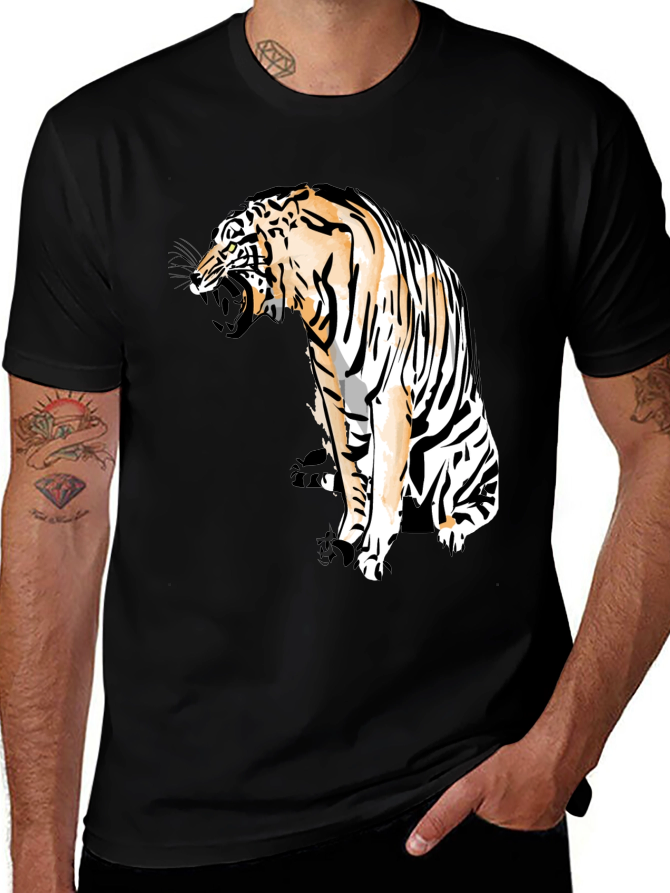 Variant 5 of Tiger Graphic Black T-Shirt