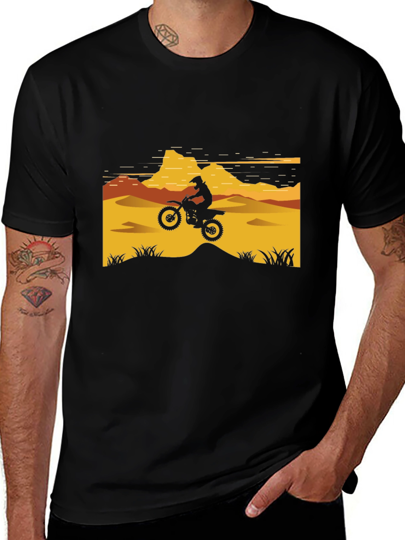 Variant 11 of Motorcross Silhouette Graphic Black T-Shirt
