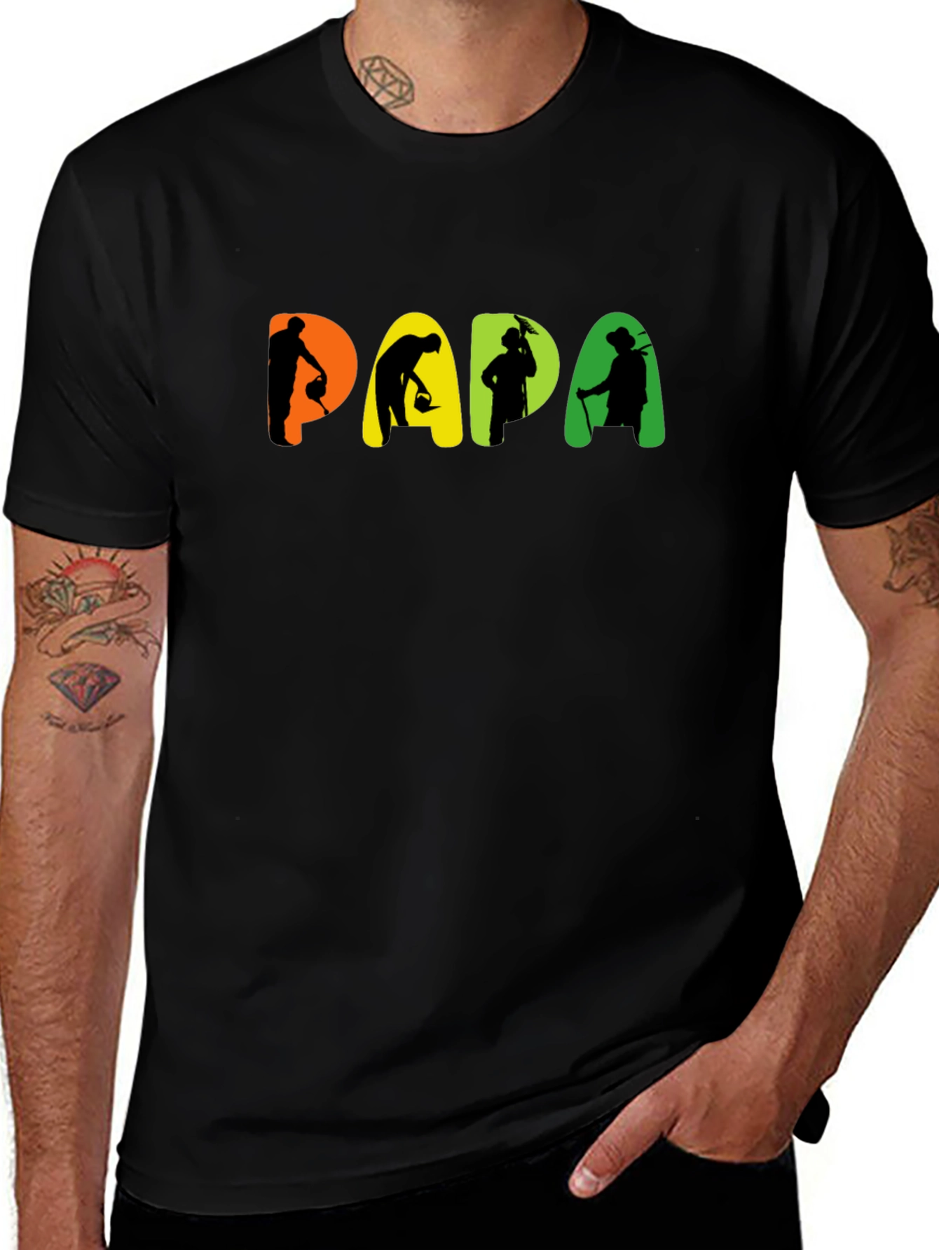 Papa Gardener Graphic Black T-Shirt