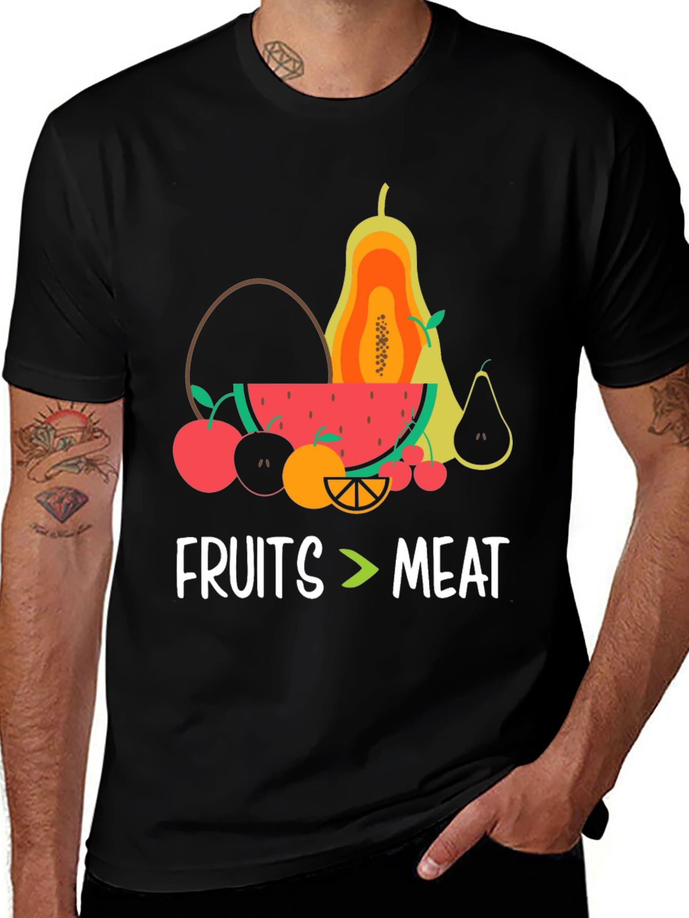 Variant 11 of Fruits > Meat Graphic Tee - Vegan Vegetarian Apparel