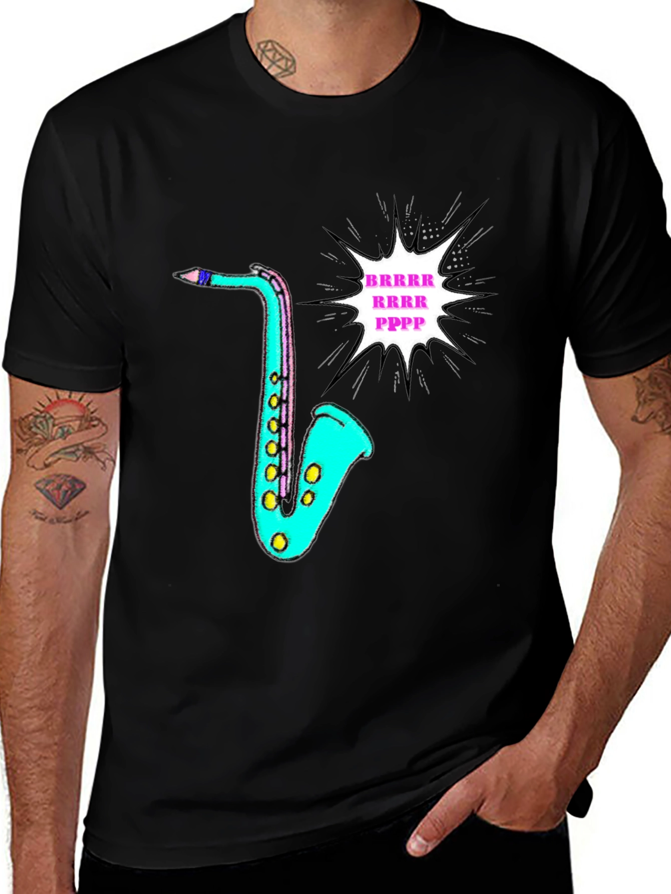 Variant 18 of Funky Saxophone Graphic Tee - Black