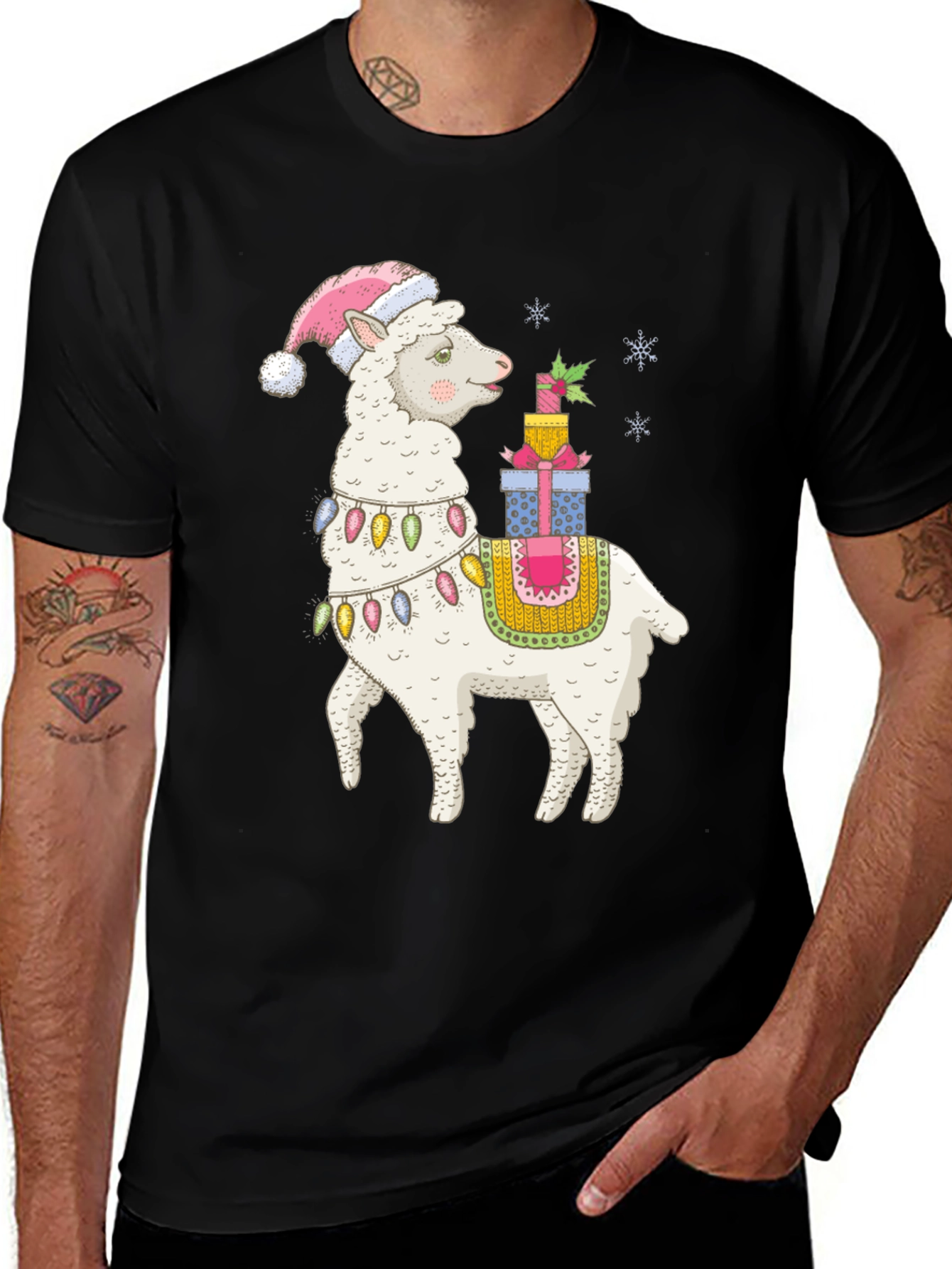 Festive Llama Holiday T-Shirt - Cute Christmas Design