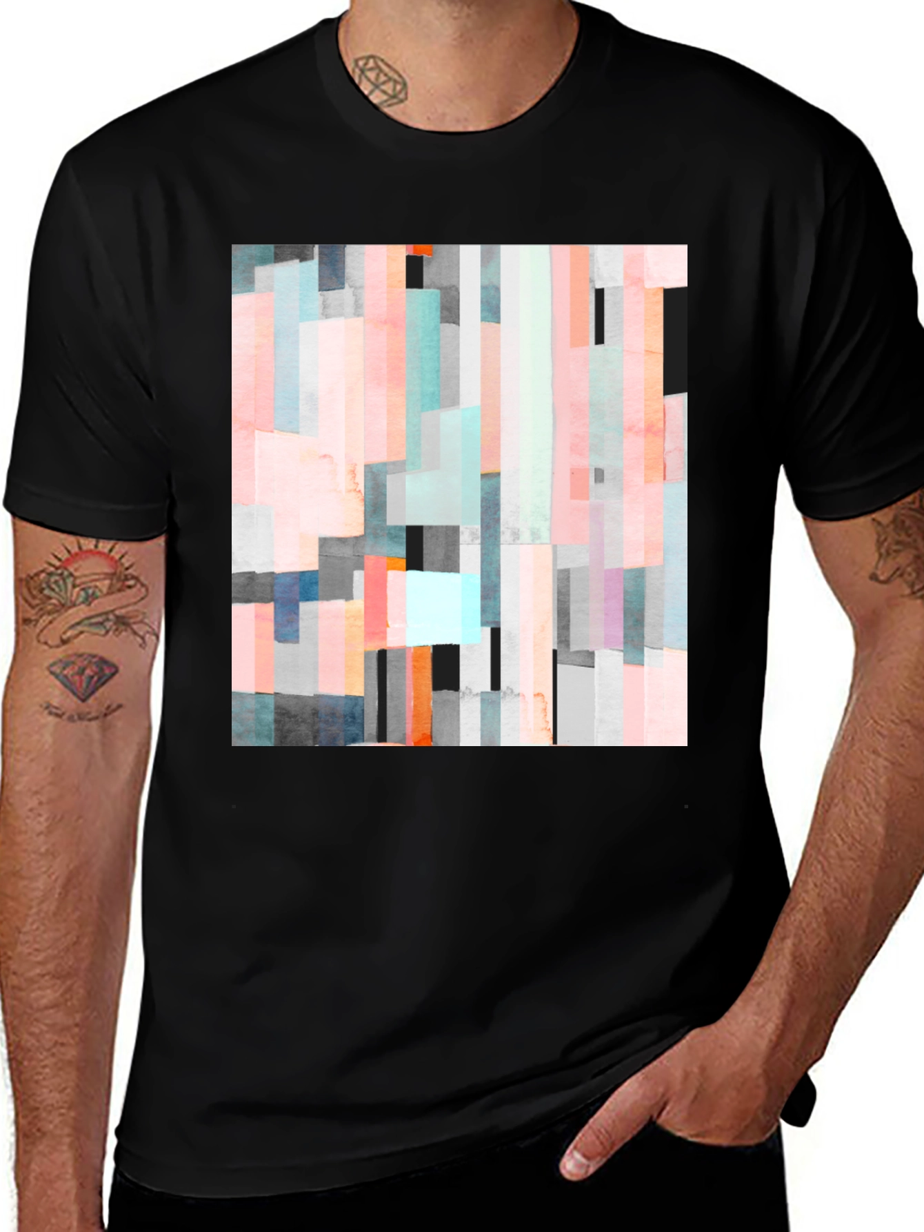 Variant 17 of Abstract Block Print Black T-Shirt