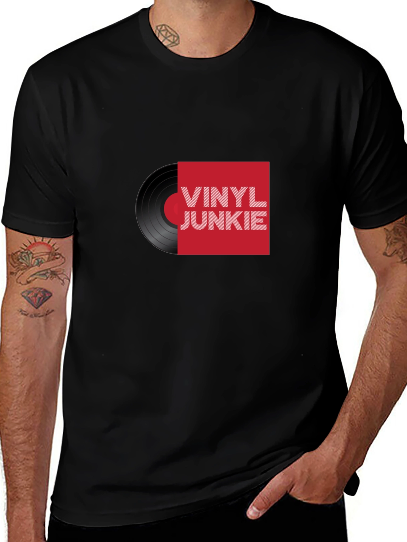 Variant 28 of Vinyl Junkie Graphic Tee - Retro Music Lover T-Shirt
