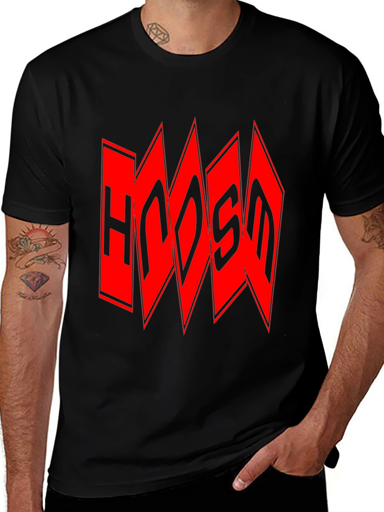 Variant 19 of Edgy Red Logo Black T-Shirt