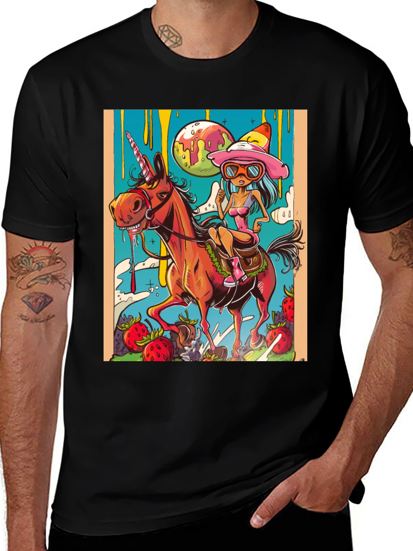 Variant 5 of Unicorn Rider Graphic Tee - Unique Cartoon Style