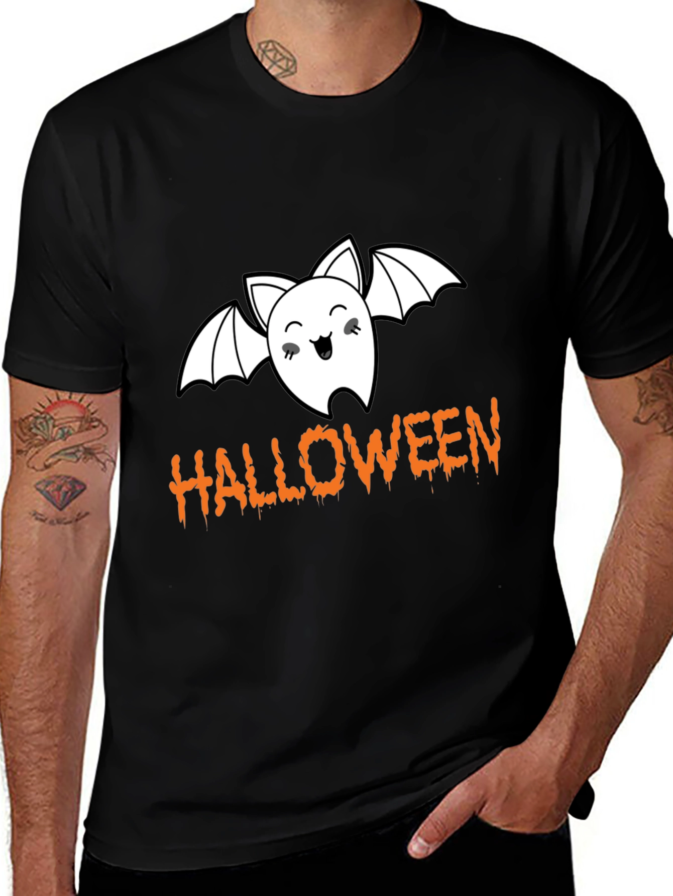 Halloween Bat Graphic Tee - Spooky Season Style