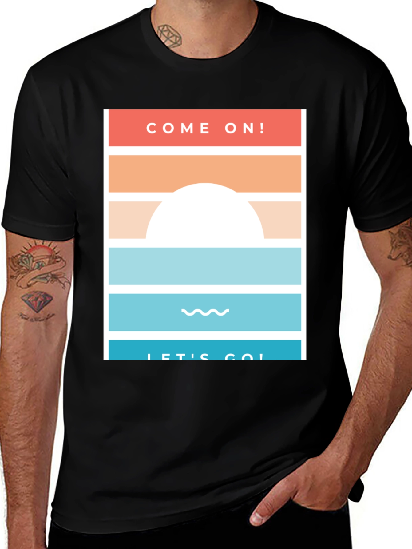 Variant 2 of Come On! Let's Go! Black Graphic T-Shirt