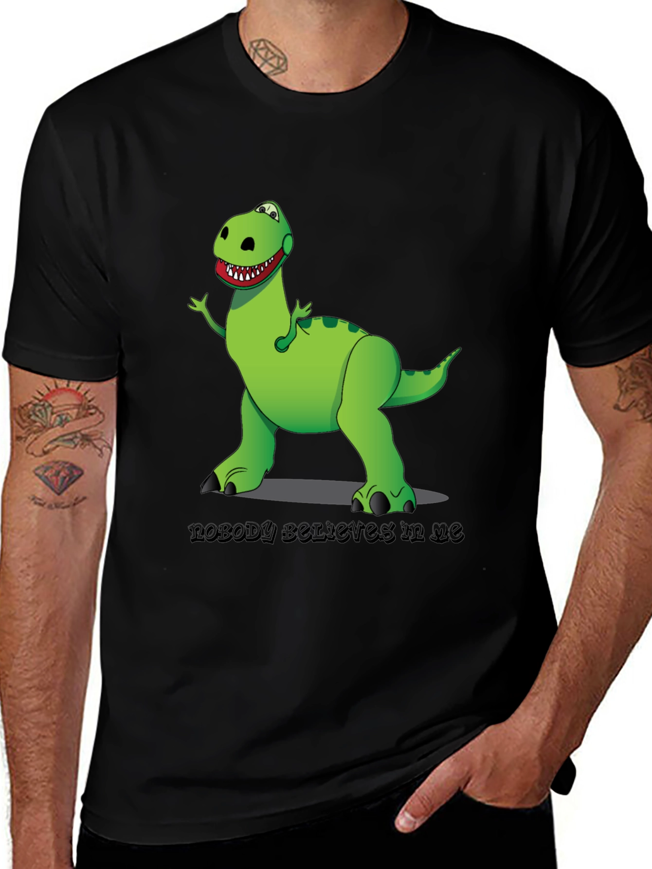 Variant 4 of Cartoon Dinosaur Tee - Nobody Believes In Me!