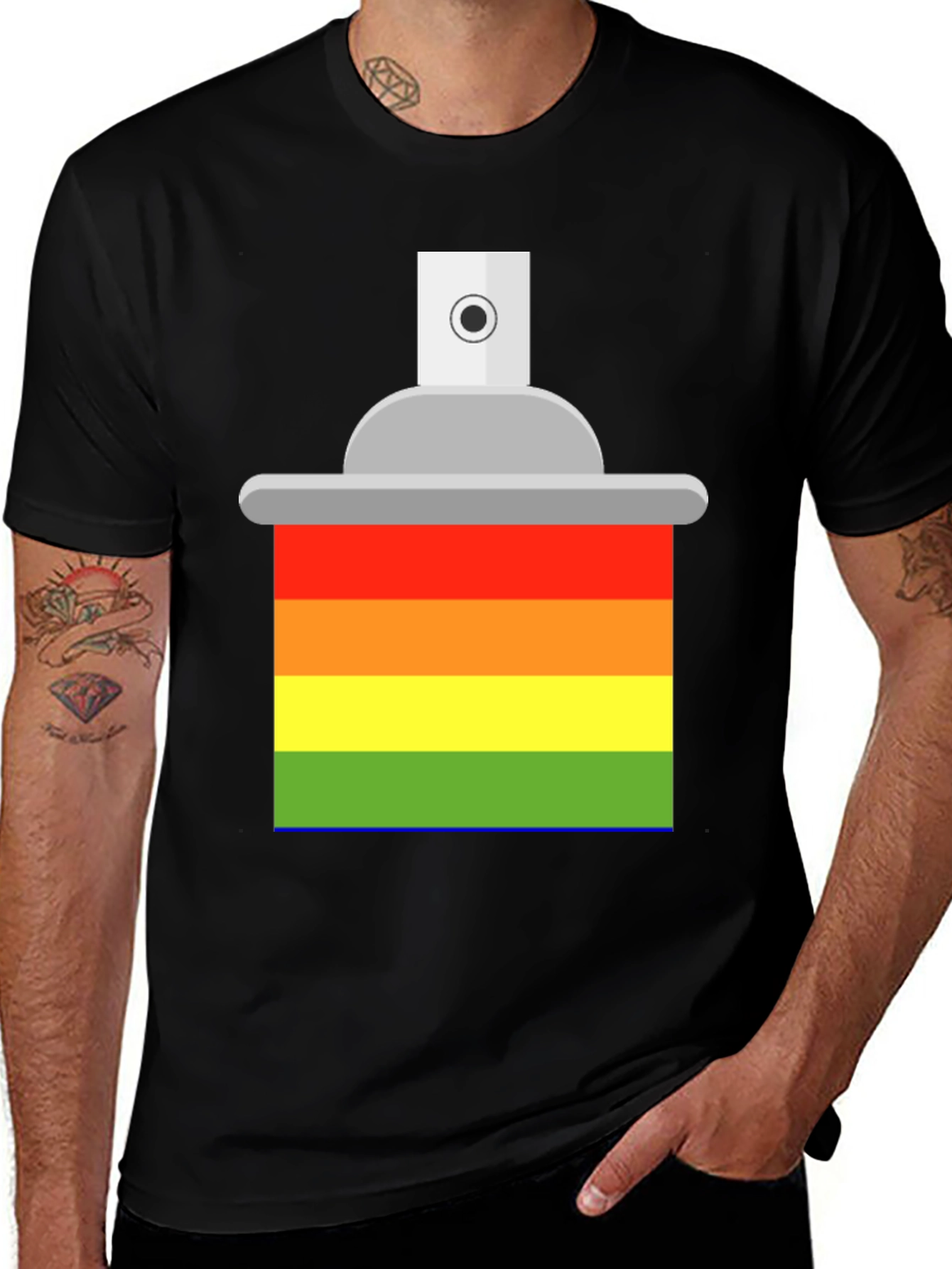 Variant 17 of Rainbow Spray Paint Graphic Tee - Artistic Statement