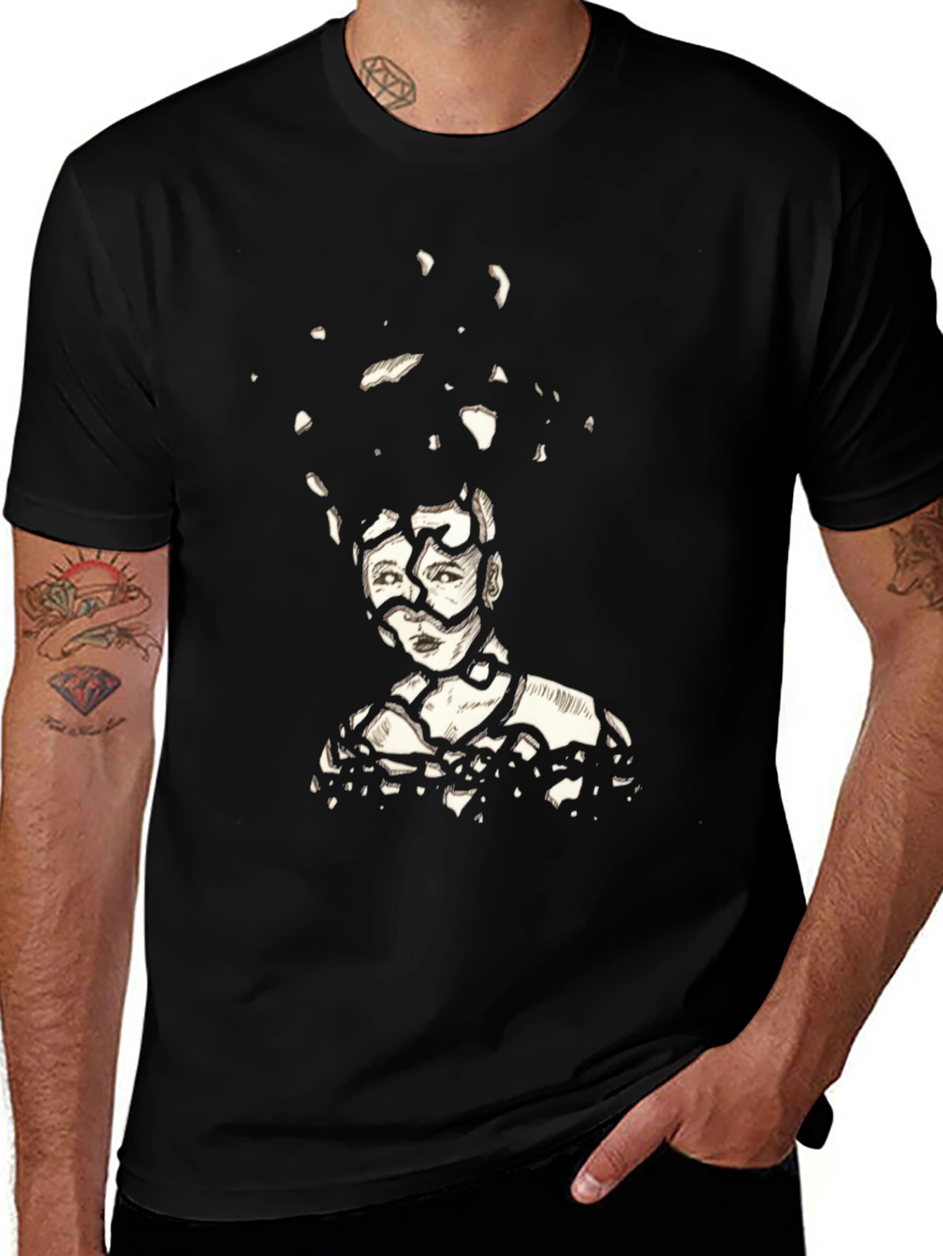 Variant 2 of Abstract Portrait Graphic Tee - Black