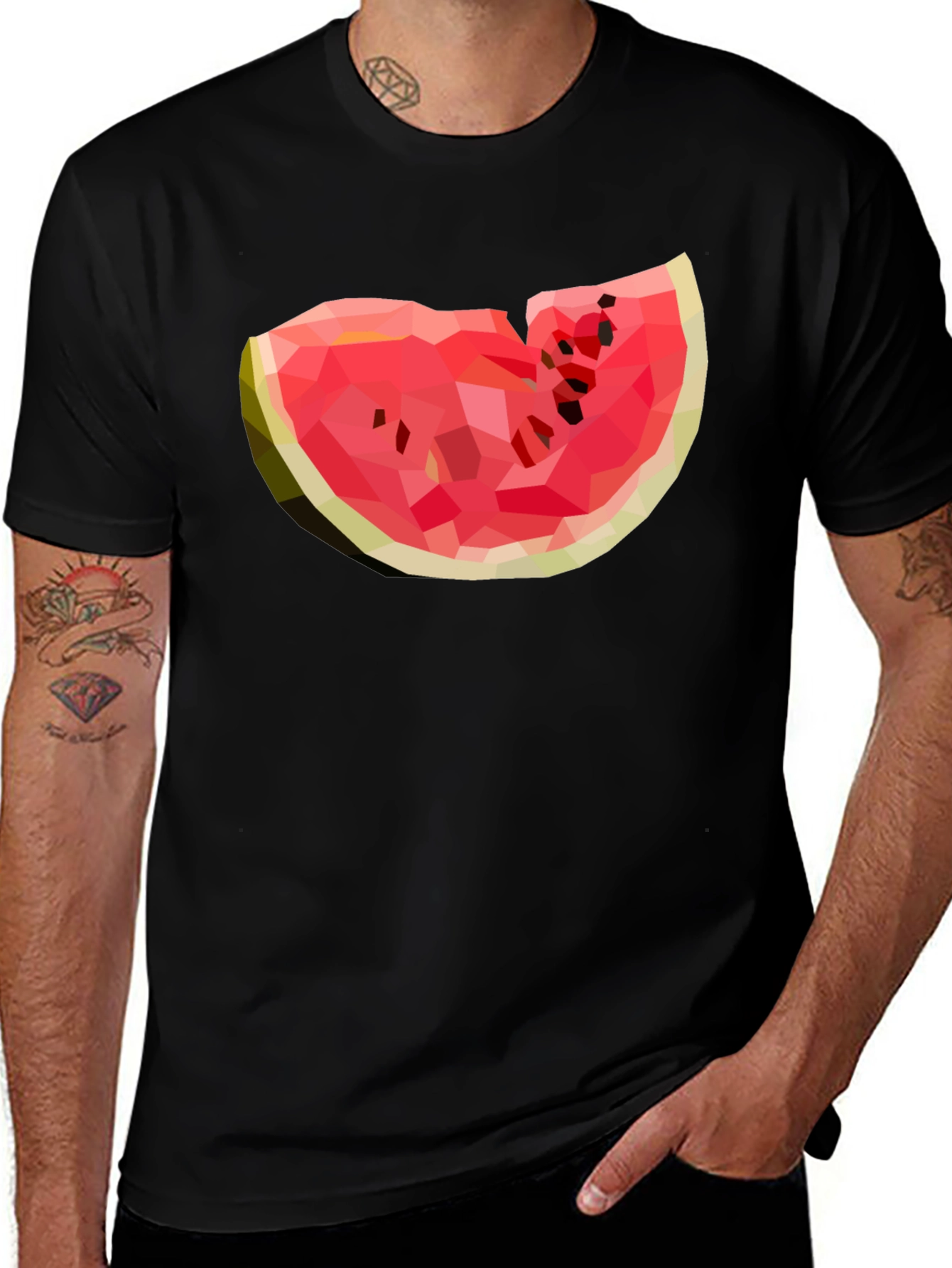 Variant 17 of Watermelon Slice Graphic Black T-Shirt