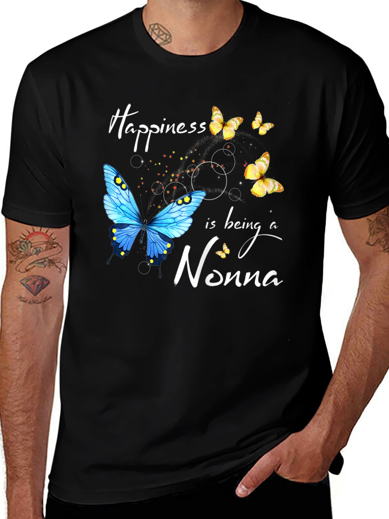 Happiness Nonna Butterfly Graphic T-Shirt