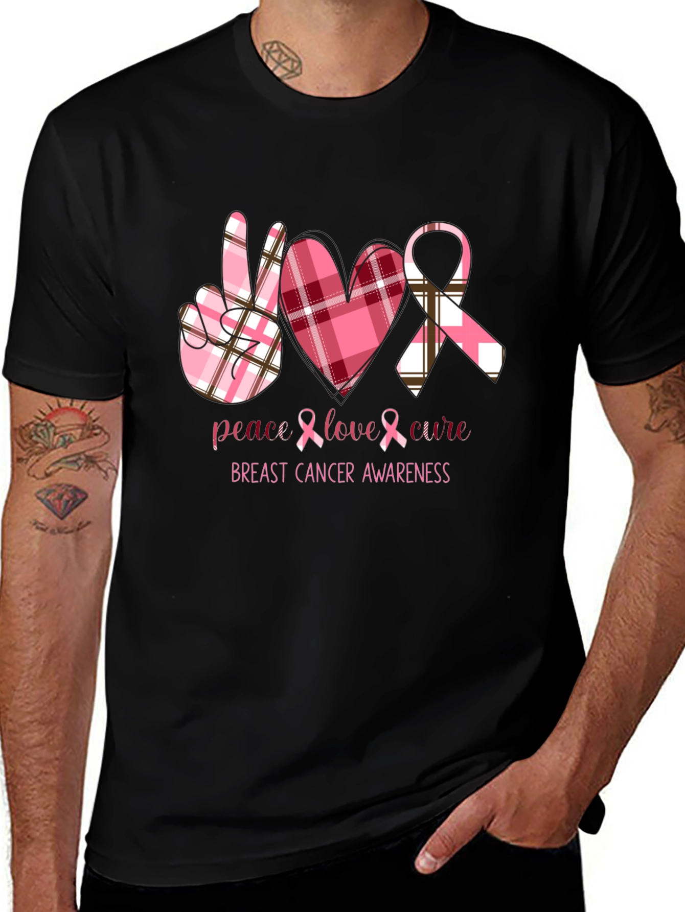 Breast Cancer Awareness Tee - Peace, Love, Cure