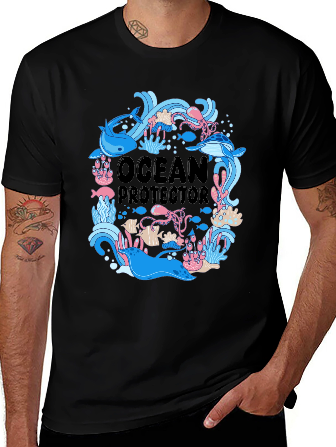 Ocean Protector Graphic T-Shirt - Black